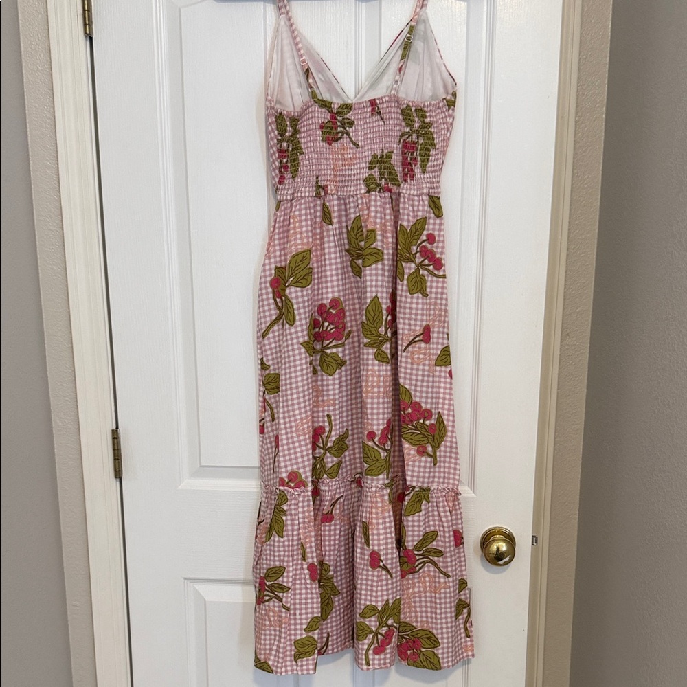 Girls Pink Floral Gingham Sundress - Picture 2 of 3